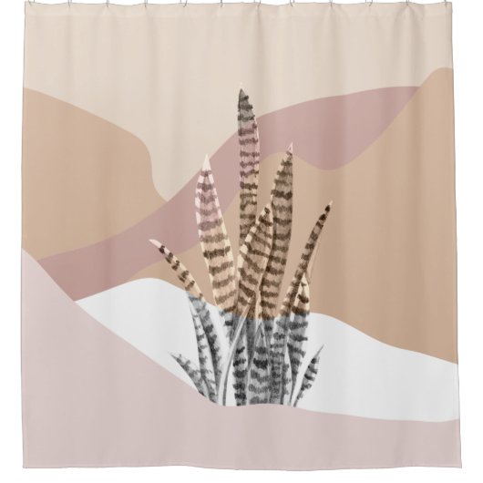 Boho Abstracte Moderne Succulent Douchegordijn (Voorkant)