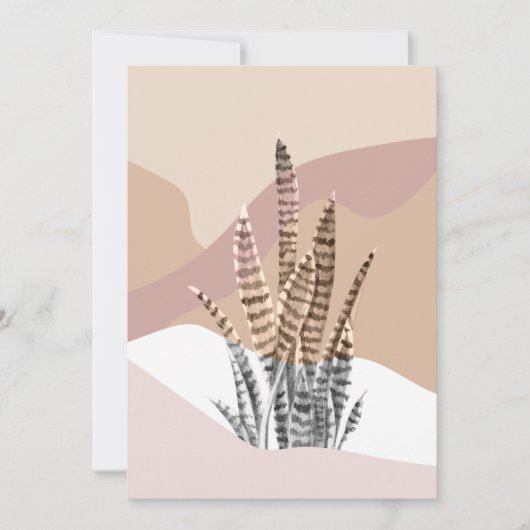 Boho Abstracte Moderne Succulent Feestdagenkaart (Voorkant)
