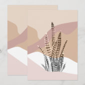 Boho Abstracte Moderne Succulent Feestdagenkaart (Voorkant / Achterkant)