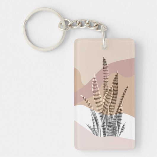 Boho Abstracte Moderne Succulent Sleutelhanger (Voorkant)