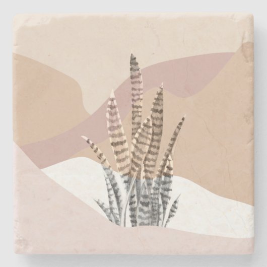 Boho Abstracte Moderne Succulent Stenen Onderzetter (Voorkant)