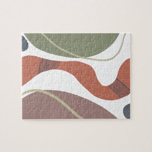 Boho Abstracte Organic Natural Tones Shapes Legpuzzel (Horizontaal)