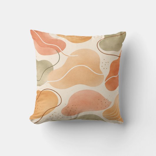 Boho Abstracte Organische Vorm Kussen - Aardse Ter (Voorkant)
