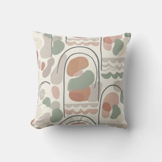 Boho Abstracte Organische Vorm Kussen - Aardse Ter (Voorkant)