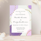 Boho Abstracte Paarse gouden Waterverf Wedding Kaart