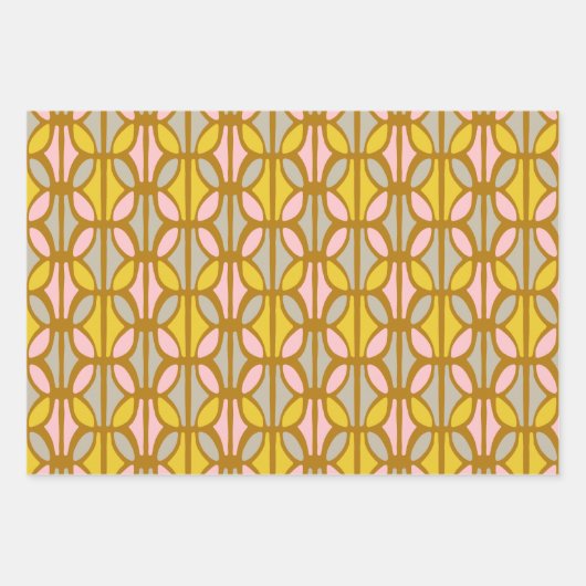 Boho Abstracte pasta's Patroon Roze Geel Inpakpapier Vel (Voorkant 3)