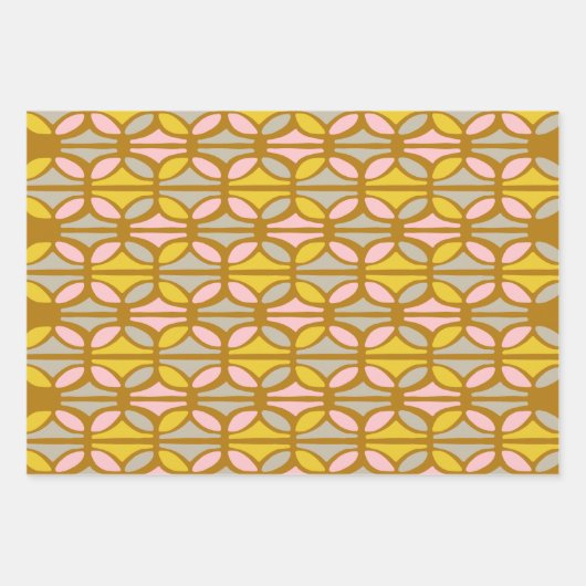 Boho Abstracte pasta's Patroon Roze Geel Inpakpapier Vel (Voorkant 2)