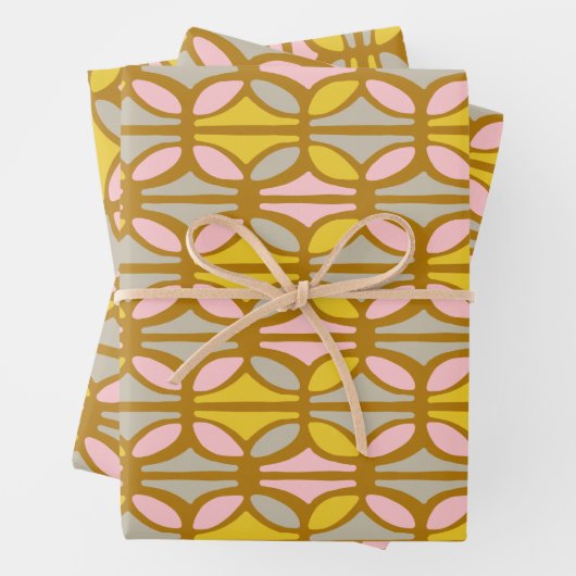 Boho Abstracte pasta's Patroon Roze Geel Inpakpapier Vel (In situ)