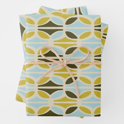 Boho Abstracte pasta's Pattern Green Blue Inpakpapier Vel (In situ)