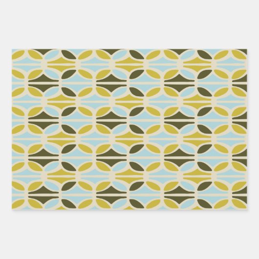 Boho Abstracte pasta's Pattern Green Blue Inpakpapier Vel (Voorkant)