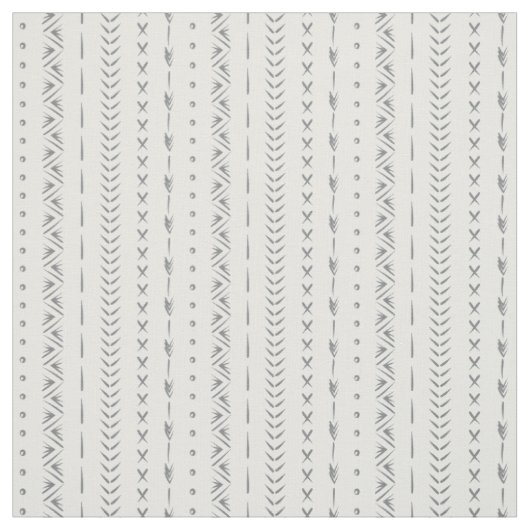 Boho Abstracte Pijl Streep Geometrisch Wit Grijs Stof (Swatch)