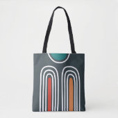 Boho abstracte regenboogkunst op blauwe achtergron tote bag (Voorkant)
