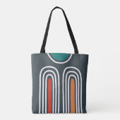 Boho abstracte regenboogkunst op blauwe achtergron tote bag (Achterkant)