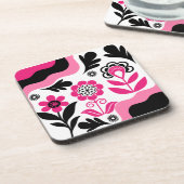 Boho Abstracte Roze Bloem Kunst Bier Onderzetter (Linkerzijde)