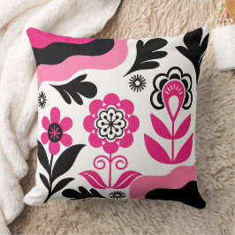 Boho Abstracte Roze Bloem Kunst Kussen
