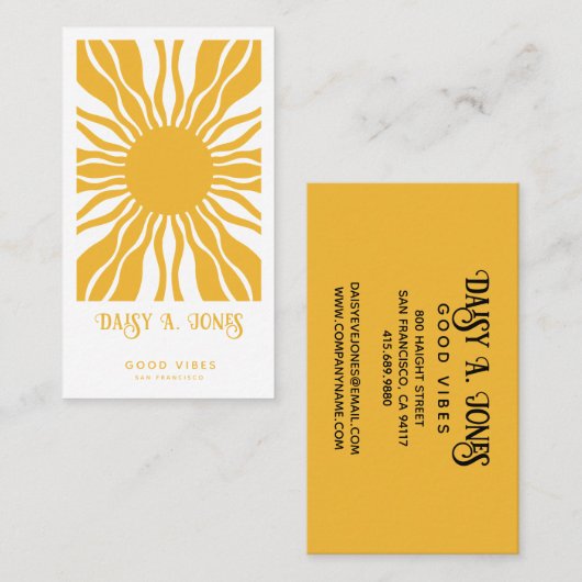 Boho Abstracte Sun Rays | Retro Visitekaartje (Voorkant / Achterkant)