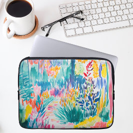 Boho Abstracte Tuin met Wilde Bloemen Laptop Sleeve