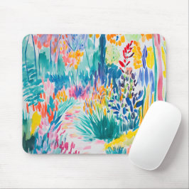 Boho Abstracte Tuin met Wilde Bloemen Muismat