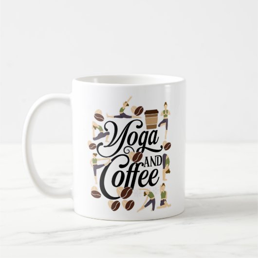 Boho Abstracte Typografie Yoga Pose en Koffiemok (Links)