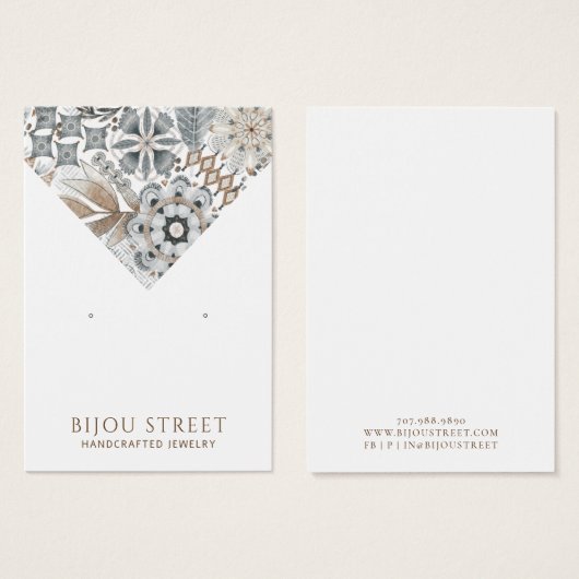 Boho Abstracte Vormen Aardse Oorbel Display Kaart (Voorkant /achterkant)