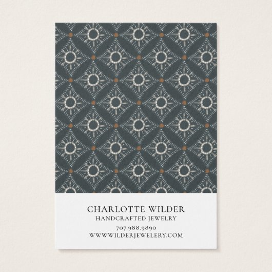 Boho Abstracte Vormen Houtskool Oorbel Display Kaa Visitekaartje (Achterkant)