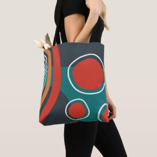 Boho abstracte vormen, kleurrijke lijnkunst tote bag