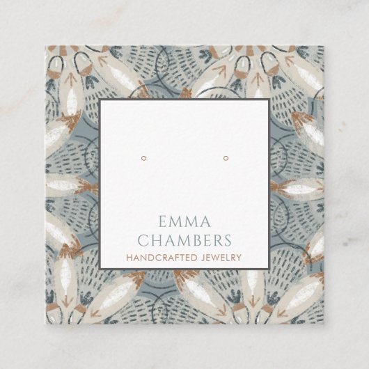 Boho Abstracte Vormen Oorbel Display Kaart Vierkante Visitekaartje (Voorkant)