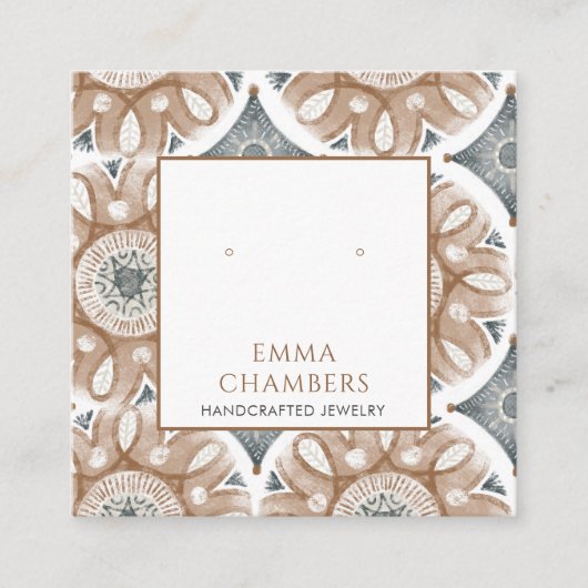 Boho Abstracte Vormen Oorbel Display Kaart Vierkante Visitekaartje (Voorkant)