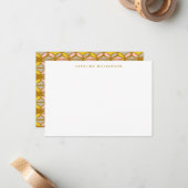 Boho Abstracte vormen Roze Gele Aangepaste Naam Notitiekaartje (Voorkant / Achterkant in situ)