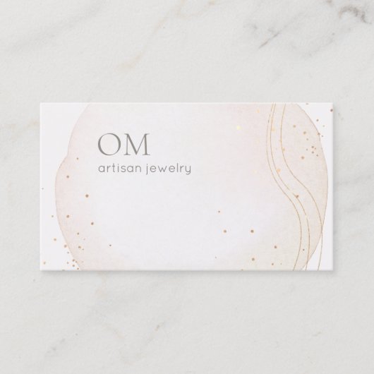 Boho Abstracte Waterverf met Gold Accents Visitekaartje (Voorkant)