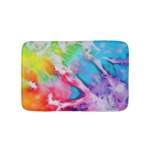 Boho Abstracte Waterverf Rainbow Batik Tie Dye Art Badmat (Voorkant)