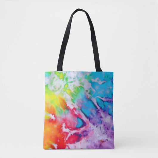 Boho Abstracte Waterverf Rainbow Batik Tie Dye Art Tote Bag (Voorkant)