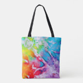 Boho Abstracte Waterverf Rainbow Batik Tie Dye Art Tote Bag (Achterkant)