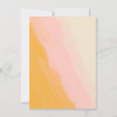 Boho Abstracte Waterverf Roze Gele Weddenschap Kaart (Achterkant)