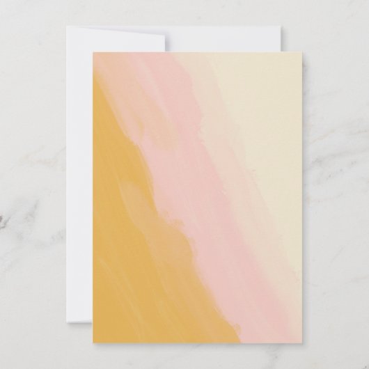 Boho Abstracte Waterverf Roze Gele Weddenschap Kaart (Achterkant)