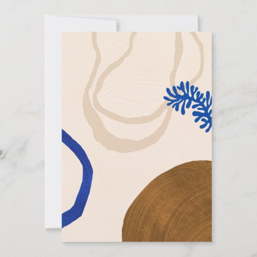 Boho Abstracte Zomerbruiloft Aardige Neutrals Blau Kaart (Achterkant)