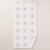 Boho abstracte zon stoot piek oranje wit badhanddoek (Badhanddoek)
