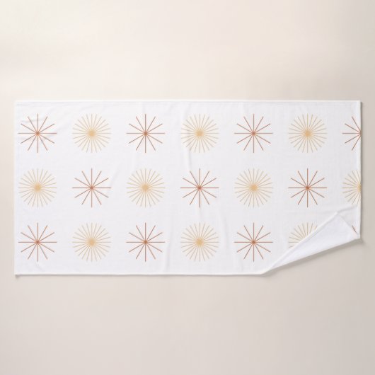 Boho abstracte zon stoot piek oranje wit badhanddoek (Badhanddoek)