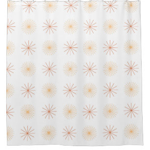 Boho abstracte zon stoot piek oranje wit douchegordijn