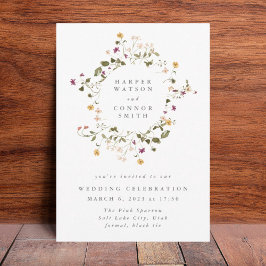Boho Abundance Dried Wildflower Pampas Wedding Kaart