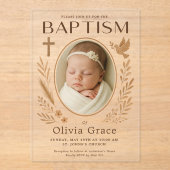 Boho Acryl Doop Uitnodiging met Foto en Dov (Voorkant)