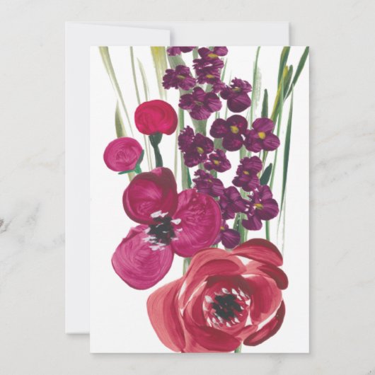 Boho Acrylic Flowers Wedding Kaart (Achterkant)