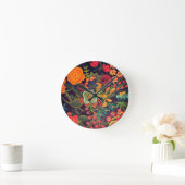 Boho-acrylschildering bloemontwerp ronde klok (Huis)