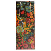 Boho acrylschildering bloemontwerp wijn cadeautas (Achterkant)