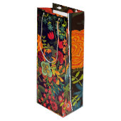 Boho acrylschildering bloemontwerp wijn cadeautas (Voorkant Gekanteld)