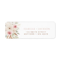 Boho adreslabel Blush Roze Pampas Gras Chic