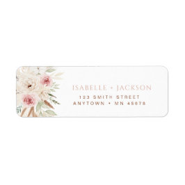 Boho adreslabel Blush Roze Pampas Gras Chic Etiket