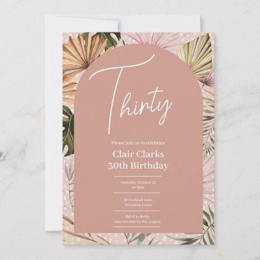 Boho Adult Birthday Uitnodiging (Voorkant)