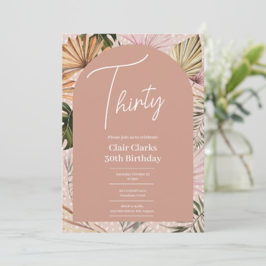 Boho Adult Birthday Uitnodiging (Staand voorkant)