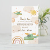 Boho Adventure Helicopter Airplane Baby Shower Bedankkaart (Staand voorkant)